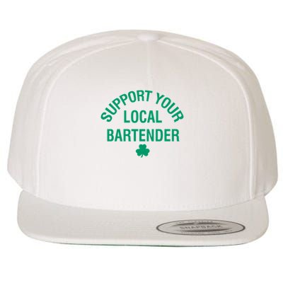 Support Your Local Bartender Shamrock St Patricks Day Wool Snapback Cap