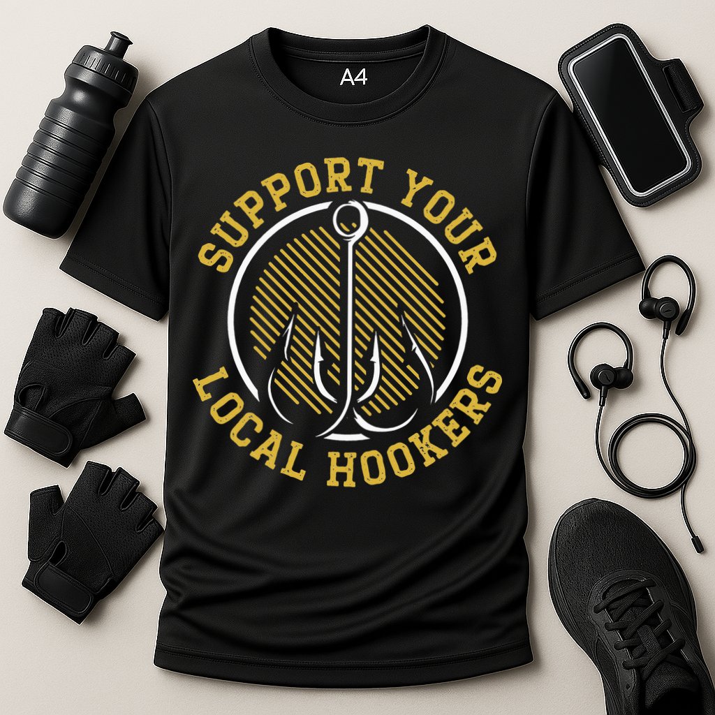 Support Your Local Hookers Fishing Fisherman Master Baiter Performance Shirt