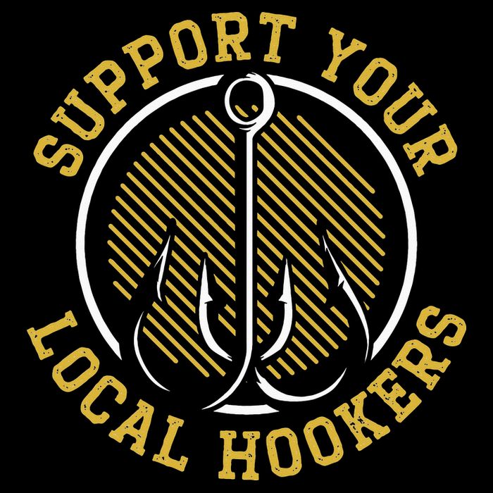Support Your Local Hookers Fishing Fisherman Master Baiter Button