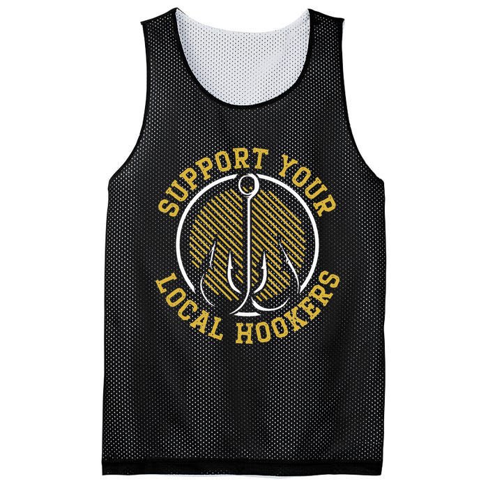 Support Your Local Hookers Fishing Fisherman Master Baiter Mesh Reversible Basketball Jersey Tank