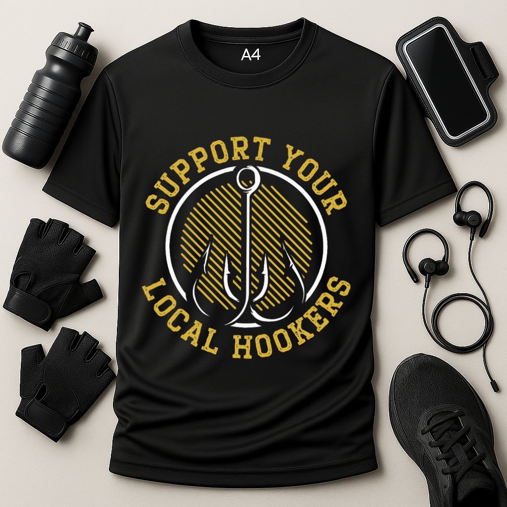 Support Your Local Hookers Fishing Fisherman Master Baiter Performance Shirt