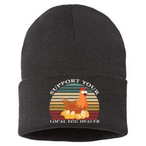 Support Your Local Egg Dealer Farmer Chicken Egg Lover Sustainable Knit Beanie