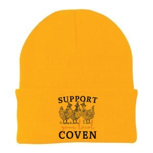 Support Your Local Coven Funny Farm Witch Chicken Halloween Gift Knit Cap Winter Beanie