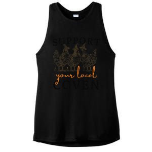 Support Your Local Coven Funny Farm Witch Chicken Halloween Gift Ladies PosiCharge Tri-Blend Wicking Tank