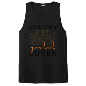 Support Your Local Coven Funny Farm Witch Chicken Halloween Gift PosiCharge Competitor Tank