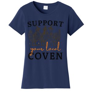 Support Your Local Coven Funny Farm Witch Chicken Halloween Gift Women's T-Shirt