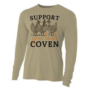 Support Your Local Coven Funny Farm Witch Chicken Halloween Gift Cooling Performance Long Sleeve Crew