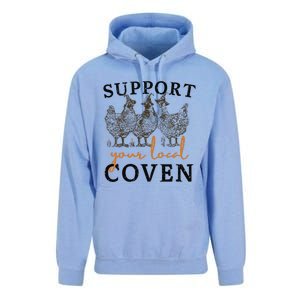 Support Your Local Coven Funny Farm Witch Chicken Halloween Gift Unisex Surf Hoodie