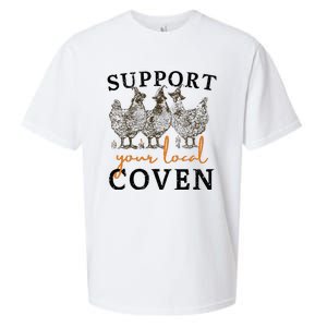 Support Your Local Coven Funny Farm Witch Chicken Halloween Sueded Cloud Jersey T-Shirt