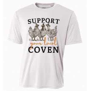 Support Your Local Coven Funny Farm Witch Chicken Halloween Cooling Performance Crew T-Shirt