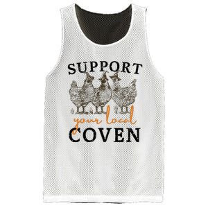 Support Your Local Coven Funny Farm Witch Chicken Halloween Mesh Reversible Basketball Jersey Tank