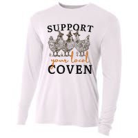 Support Your Local Coven Funny Farm Witch Chicken Halloween Cooling Performance Long Sleeve Crew