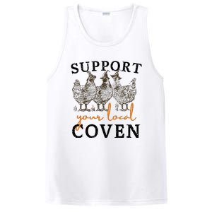 Support Your Local Coven Funny Farm Witch Chicken Halloween PosiCharge Competitor Tank