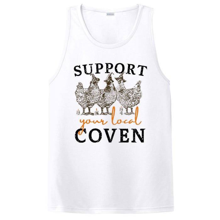 Support Your Local Coven Funny Farm Witch Chicken Halloween PosiCharge Competitor Tank