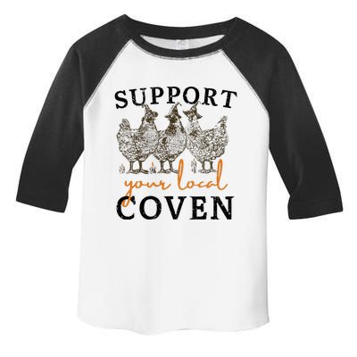 Support Your Local Coven Funny Farm Witch Chicken Halloween Toddler Fine Jersey T-Shirt