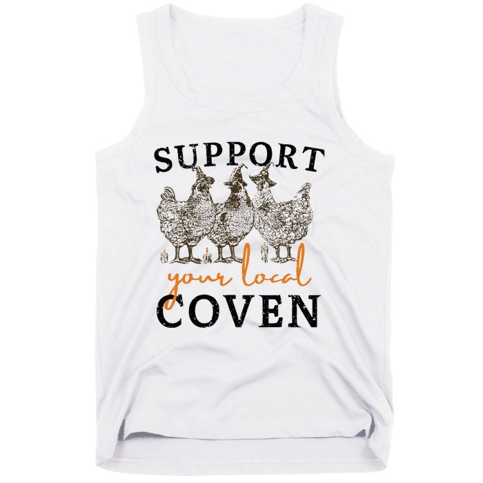 Support Your Local Coven Funny Farm Witch Chicken Halloween Tank Top