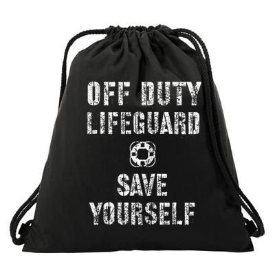 Save Yourself Lifeguard Swimming Pool Guard Off Duty Drawstring Bag