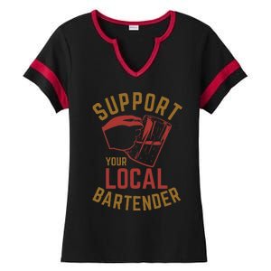 Support Your Local Bartender Ladies Halftime Notch Neck Tee