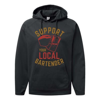 Support Your Local Bartender Performance Fleece Hoodie