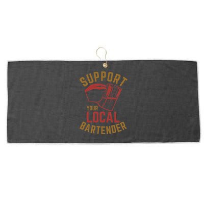 Support Your Local Bartender Large Microfiber Waffle Golf Towel