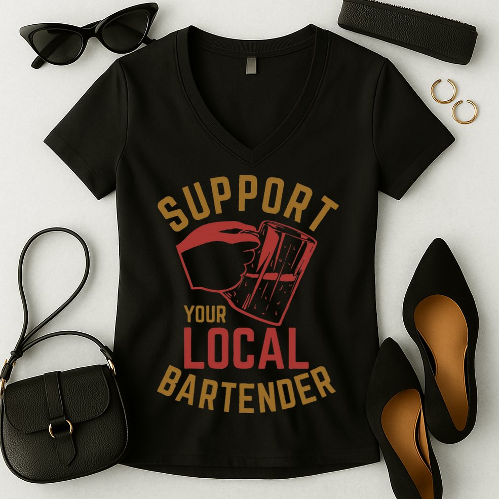 Support Your Local Bartender Women's V-Neck T-Shirt