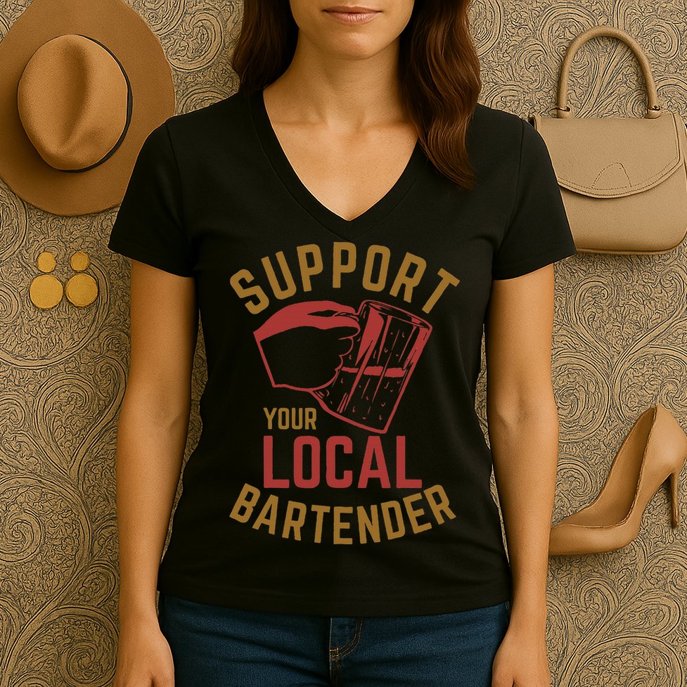 Support Your Local Bartender Women's V-Neck T-Shirt