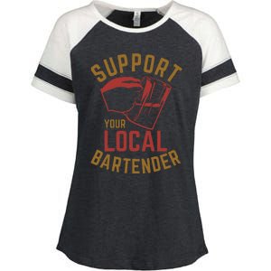 Support Your Local Bartender Enza Ladies Jersey Colorblock Tee