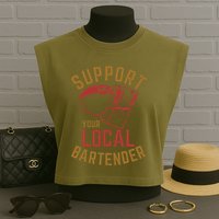 Support Your Local Bartender Garment-Dyed Women's Muscle Tee