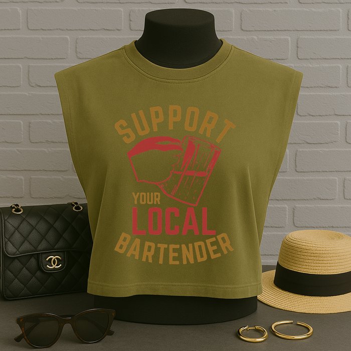 Support Your Local Bartender Garment-Dyed Women's Muscle Tee