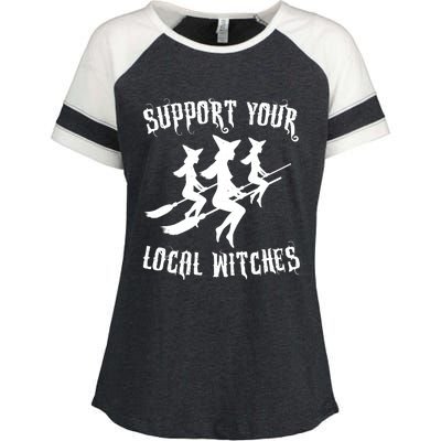 Support Your Local Witches Funny Gift Halloween Sexy Witch Funny Gift Enza Ladies Jersey Colorblock Tee