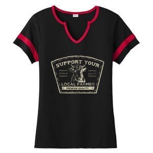 Support Your Local Farmer Eat Beef Ladies Halftime Notch Neck Tee