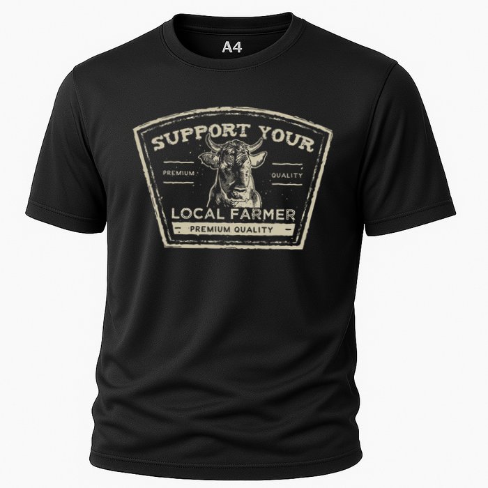 Support Your Local Farmer Eat Beef Cooling Performance Crew T-Shirt
