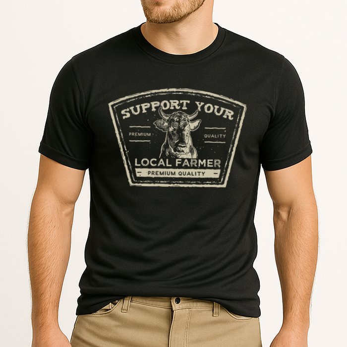 Support Your Local Farmer Eat Beef Cooling Performance Crew T-Shirt