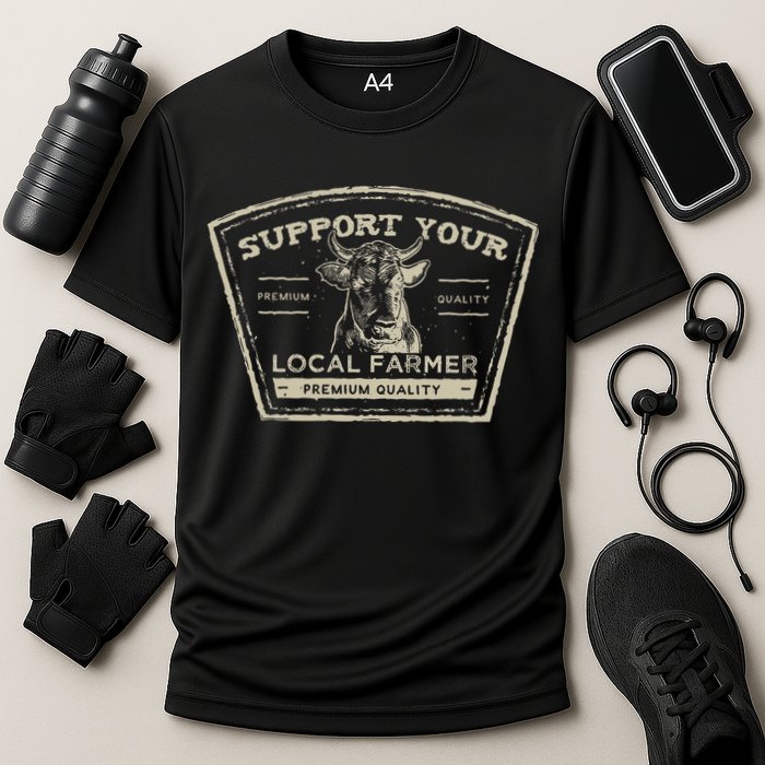 Support Your Local Farmer Eat Beef Cooling Performance Crew T-Shirt