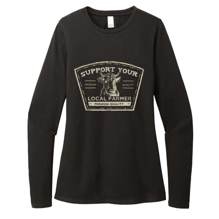 Support Your Local Farmer Eat Beef Womens CVC Long Sleeve Shirt