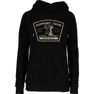 Support Your Local Farmer Eat Beef Womens Funnel Neck Pullover Hood