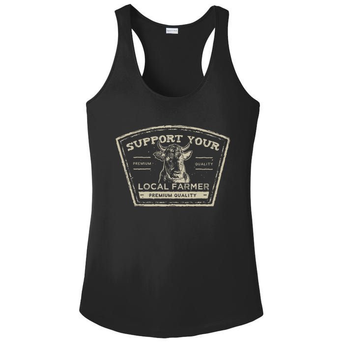 Support Your Local Farmer Eat Beef Ladies PosiCharge Competitor Racerback Tank