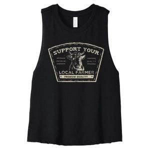 Support Your Local Farmer Eat Beef Women's Racerback Cropped Tank