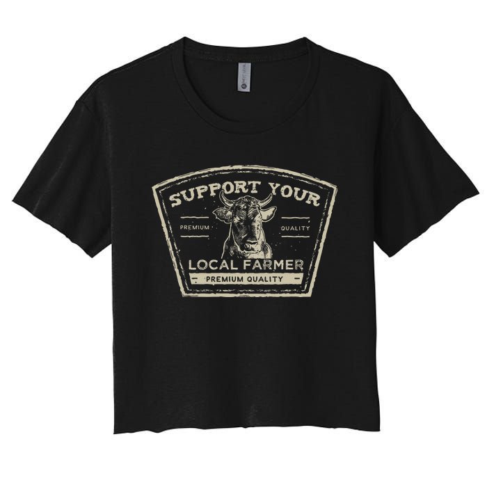 Support Your Local Farmer Eat Beef Women's Crop Top Tee