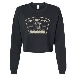 Support Your Local Farmer Eat Beef Cropped Pullover Crew