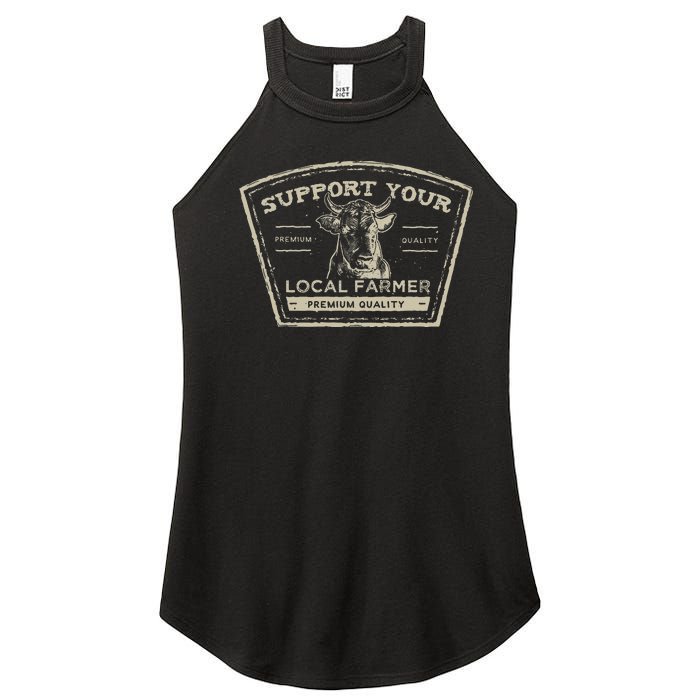 Support Your Local Farmer Eat Beef Women's Perfect Tri Rocker Tank