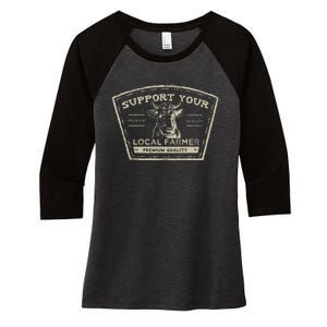 Support Your Local Farmer Eat Beef Women's Tri-Blend 3/4-Sleeve Raglan Shirt