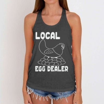 Support Your Local Egg Dealer Funny Chicken Lover Graphic Women's Knotted Racerback Tank