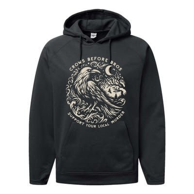 Support Your Local Murder Crows Before Bros Performance Fleece Hoodie