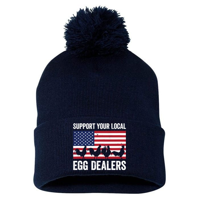 Support Your Local Egg Dealer Farmers Funny Chicken Lover Pom Pom 12in Knit Beanie