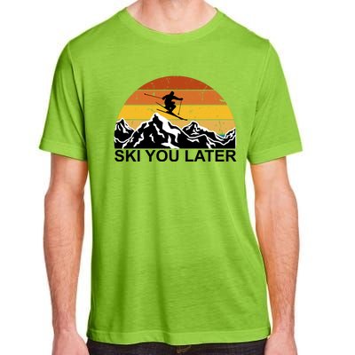 Ski You Later Skiing Retro Sunset Mountain Adult ChromaSoft Performance T-Shirt