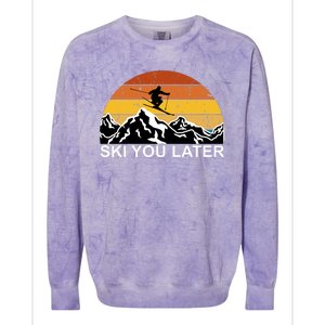 Ski You Later Skiing Retro Sunset Mountain Colorblast Crewneck Sweatshirt