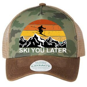 Ski You Later Skiing Retro Sunset Mountain Legacy Tie Dye Trucker Hat