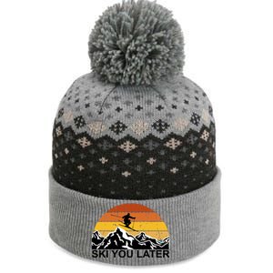 Ski You Later Skiing Retro Sunset Mountain The Baniff Cuffed Pom Beanie