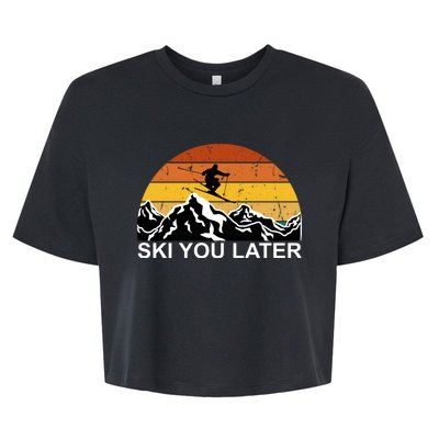 Ski You Later Skiing Retro Sunset Mountain Bella+Canvas Jersey Crop Tee